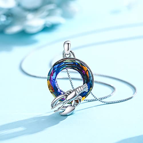 Mlawr Lobster Pendant Necklace 925 Sterling Silver Lobster Crystal Necklace Jewelry Gifts For Women #TOP2