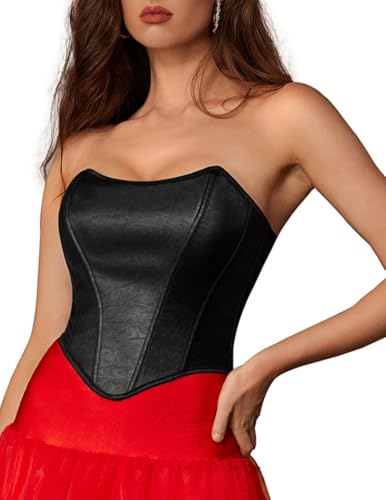 Scarlet Darkness Women's Y2K Corset Tops Boned Overbust Going Out Corsets Solid Black Size 10