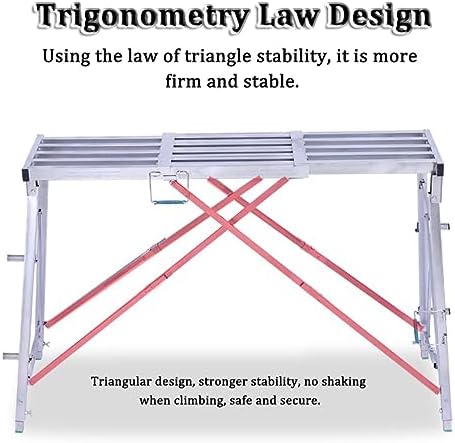 Folding Work Platform, Scaffolding Equipment Multipurpose 30cm/40cm Width Work Platform Step Ladder Folding Heaty Duty Steel Welding Scaffolding - Adjustable Length and H