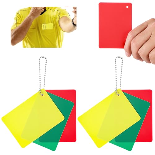 Soccer Referee Penalty Cards, 2 Set Green Red and Yellow