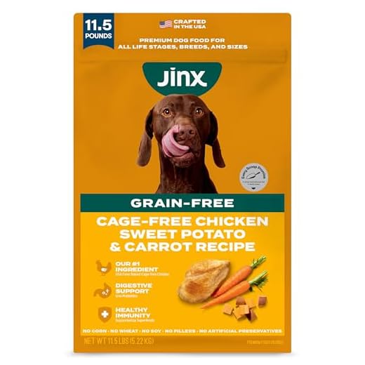 Jinx Premium Grain-Free Dry Dog Food, for All Lifestages - Real Chicken, Sweet Potato & Carrot Kibble with Superfoods for Immune Support & Probiotics for Digestive Support - No Fillers - 11.5lb