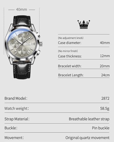 Image of OLEVS Men's Watches Brown Leather with Date,Casual Watches for Men,Large Face Watches Men,Chronograph Mens Watch,Sport Waterproof Business Dress Analog Quartz Men's Wrist Watches Reloj De Hombre