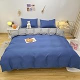 SRURLLUG Simple Solid Color Bedding Duvet Cover Set, Ultra Soft Breathable Washed Cotton Bedding Comforter Cover Set, with Zipper Closure Include 1 Duvet Cover & 2 Pillowcases,Blue 1,Twin XL