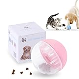 TORMEN Dog Treat Ball Toy, Pet Zone IQ Dispensing Interactive Food Dispenser Puzzle for Pets, Adjustable Difficulty, Durable Leak-Resistant Ball, Treat-Dispensing Toy for Exercise & Fun （Pink）