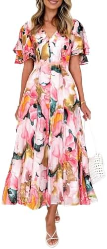Flessibili Womens Summer Floral Maxi Dress Wedding Guest Party Lo...