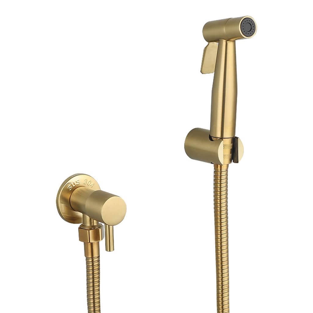 Robinet de toilette et kit de douche en or brossé pour WC