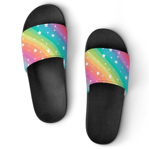 VYJLOO Chanclas Mujer Arco Iris De Estrellas Sandalias Baño Piscina Playa Zapatillas Casa Pantuflas Slide