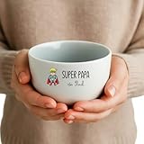 Générique Bol Super Papa personnalisé avec prénom – 500 ml – Cadeau Noël, Fête des Pères ou Anniversaire – Bol céramique blanche