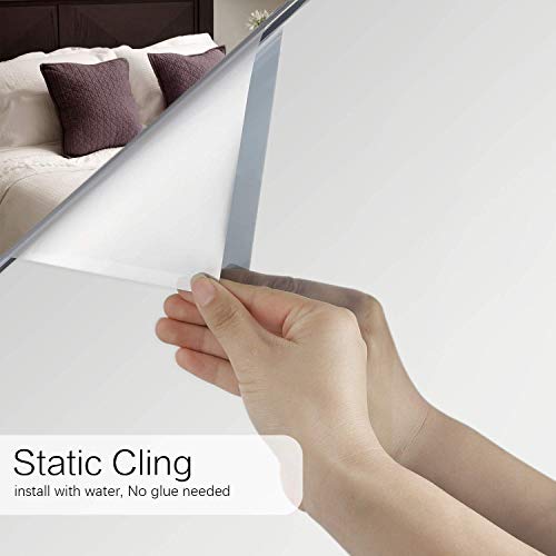 Volcanics One Way Window Film Privacy Film for Glass Windows, Heat Reflective Mirror Window Tint Film Home, Anti Glare Static Cling Window Stickers, Silver 44.5 x 199CM