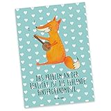 ❤ 100% MR. & MRS. PANDA - Postkarte Fuchs Gitarre - Maße 105mm x 148mm x 1mm -