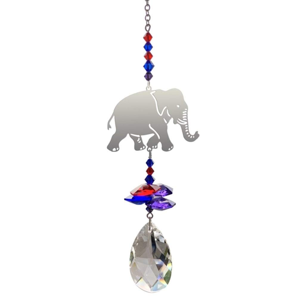 INDIAN ELEPHANT Fantasy Hanging Sun-catcher Embellished with Genuine Crystals