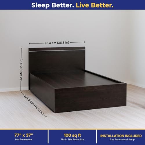 Image of DELITE KOM Jazz Single Bed (Flowery Wenge, with Box)