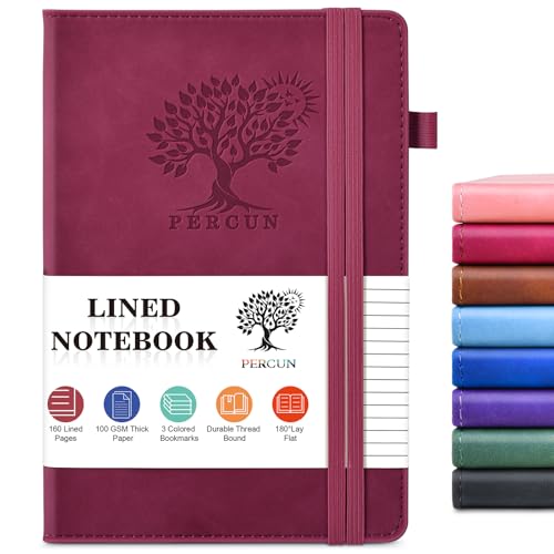 Lined Notebook 5.9"x8.5", Hardcover Leather Journal for Women Men,160 Pages