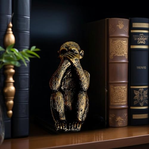 Joyfulmap Hear-No, See-No, Speak-No, Evil Monkeys Statue Set, Three Truths of Man Figurine, Resin Monkey Figurines for Office and Home Decor, Bronze Finish