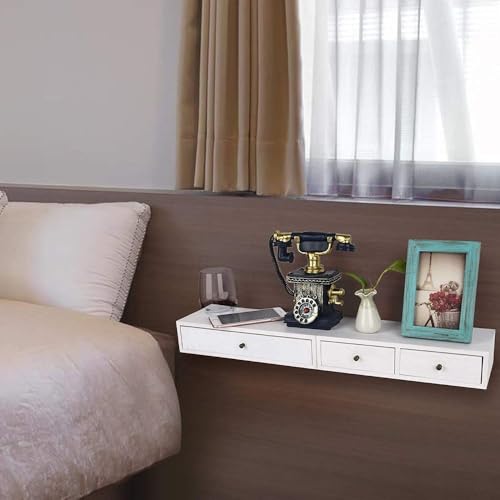 Image of W00YNEX Floating Shelves with Drawers: Wood Wall Shelves /Cabinets for Storage and Exhibition; Doubles as a Bedside or Nightstand Set of 2 in Vintage-