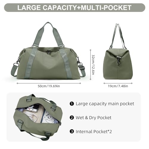 Weekender Overnight Bag for Women, Lightweight Travel Duffel Bag with Trolley Sleeve and Wet Pocket, Carry on Bag Personal Item Travel Bag, Waterproof Sports Gym Tote Bag,Hospital Bag3