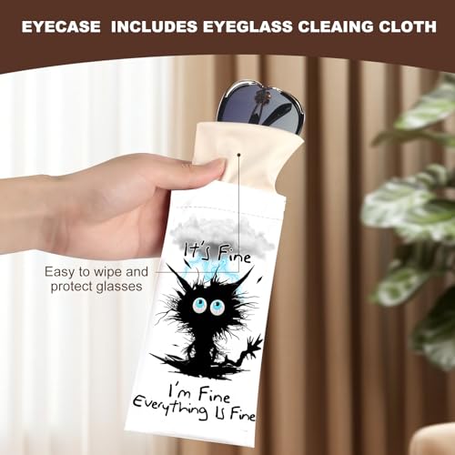 Image of Anikathy 2Pcs Sunglass Eyeglass Glasses Case Soft PU Leather with Cleaning Cloth Cute Glasses Pouch Bag for Men Women Girs
