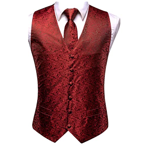 Pohullan Herren-Manschettenknöpfe Seide rote Weste Pohullan Herren-Manschettenknöpfe Seide rote Weste