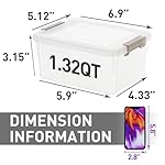 Citylife 1.3 QT 10 Pack Small Storage Bins Plastic Storage Container Stackable Box with Lids for Organizing, Clear White - Image 2