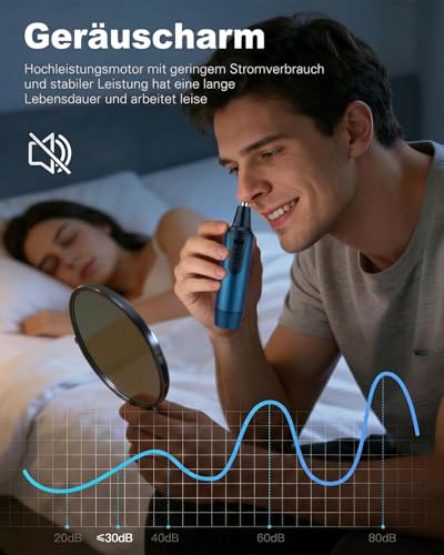 Nasenhaartrimmer Herren, USB Wiederaufladbar Nasenhaarschneider 3 in 1 Set Ohrhaarschneider mit Doppelschneideklingen… – Ansicht 6