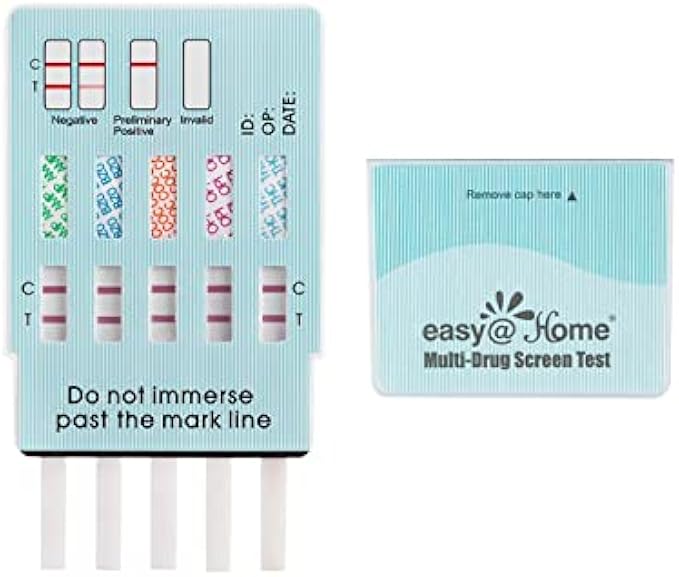 5 Pack Easy@Home 5 Panel Instant Drug Test Kits - Test Marijuana (THC), COC, OPI 2000, AMP, BZO - Urine Dip Drug Testing - #EDOAP-754
