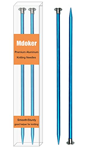 Mdoker 13.8 Inch Anodized Aluminum Knitting Needles,Colored Straight Single Pointed Metal Sweater Knitting Needle for DIY Knitting Projects,Size US 10(6mm)
