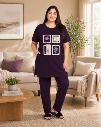 Image of In Love Women's Printed Cotton Plus Size Longline T-Shirt with Pockets | Cotton fabric - soft longline T-shirt with easy plus-size fit