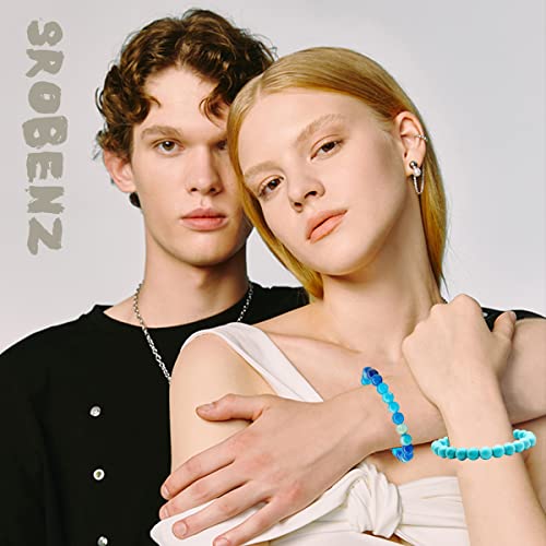 12 PCS Gemstone 8mm Round Beaded Bracelet Set Healing Crystal Stone Stretch Bracelets for Women Men Round Beads Elastic Bracelets4