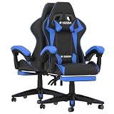 Ergonomic Gaming Chair with Footrest for Adults (With Footrest, Blue)