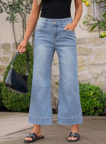 Dokotoo Womens Summer Jeans High Waisted Wide Leg Baggy Jeans for Women Stretch Denim Pants - Image 4