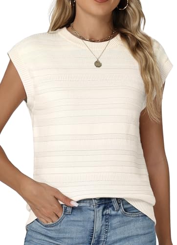 Image of Hody Lovy Women's Sweater Vest Striped Pullover Tank Top Mock Neck Sleeveless 2025 Trendy Summer Fall Casual Clothes
