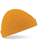 Knopfleiste mit 3 Knöpfen. Beechfield B460 Mütze, Beanie, gelb, B460