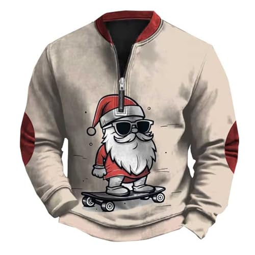 Weihnachtspullover Elch 24 Genérico Weihnachts-Sweatshirt für Herren, ohne Kapuze, Winter,...