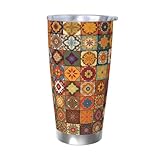 NONHAI 20 oz Tumbler with Straw Lid Vacuum Insulated Cup Stainless Steel Water Bottle Group of Moroccan Geometric Travel Mug Double Walled Vacuum Thermal Cups for Hot and Cold Drinks