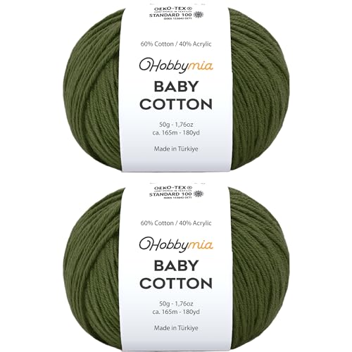 Image of Baby Cotton Blend Yarn - Soft Sport Weight Yarn for Crochet & Amigurumi - 50g /180yds - 60% Cotton 40% Acrylic - Ideal for Baby & Knitting Proj.(Woodland, 2 Balls)