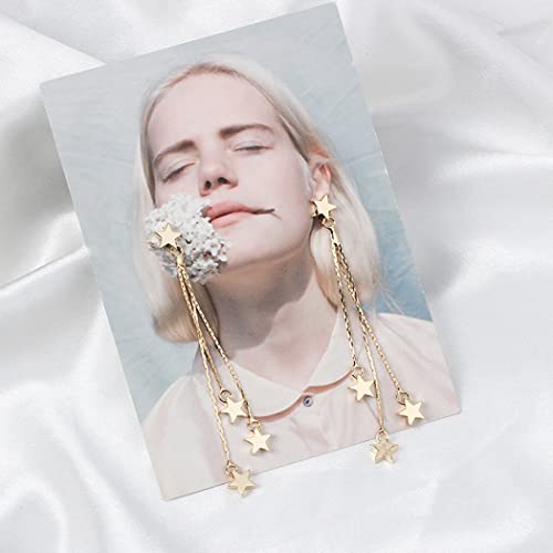 Meteor Star Pendant Tassel Earrings Long Dangle Drop Earrings Gold And Silver Lucky Star Dangle Earrings Lightweight Hypoallergenic Jewelry For Women Girls (Gold) #TOP1