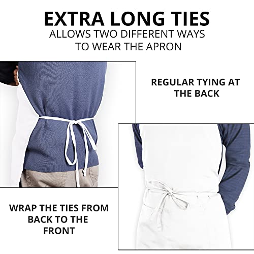 Utopia Kitchen Adjustable Bib Apron (10-Pack) Water Oil Resistant Chef Cooking Kitchen Mens Womens Waitress Server Work Aprons With Pockets (White) #TOP4