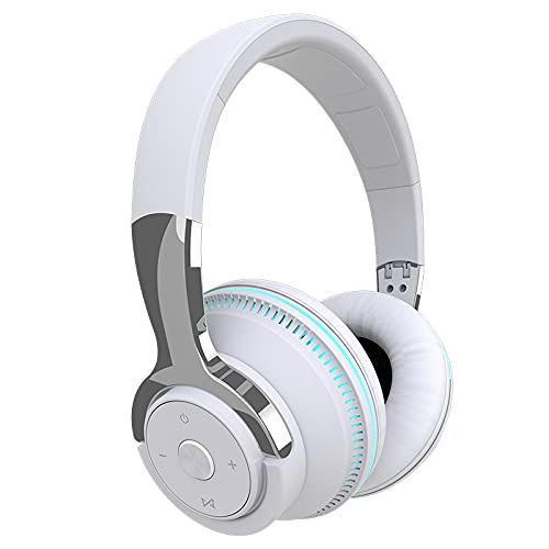 H2 Over Ear Premium Bluetooth Headphones with RGB Light, Upto 50* Hrs Playtime, Fast Charging, in-Built ENC Mic, 40mm Titanium Bass Drivers, Super Soft Cushion, AUX in, Foldable Design (White)