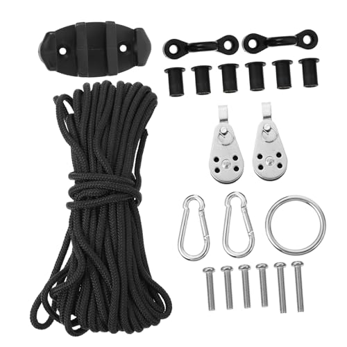 Kit chariot d'ancrage pour kayak stabilisateur avec poulie nylon et taquet d'amarrage amovible