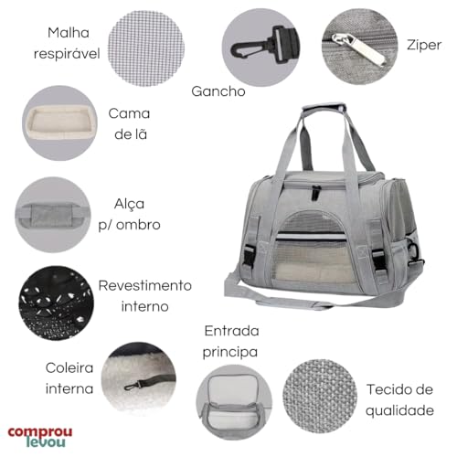 Bolsa Pet Transporte Viagem Luxo Avião Para Cães Gatos (preto)