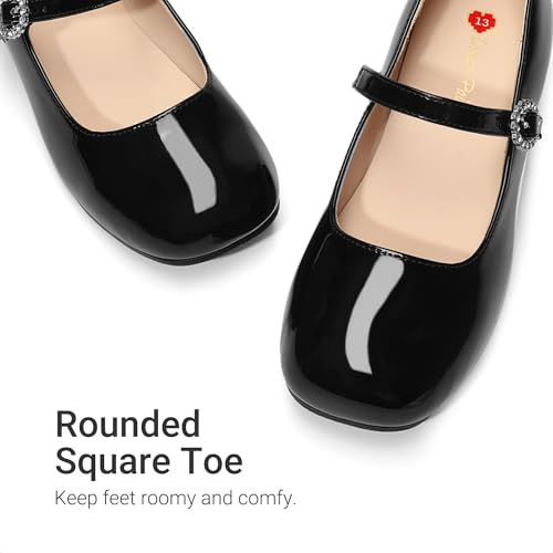 DREAM PAIRS Mädchen Schuhe Mary Jane Prinzessin Schuhe Niedrige Absätze Ballerinas Kommunionschuhe Kleiderschuhe Mary Jane Pumps Abschlussball Schuhe,Size 36,Schwarz,SKPU26003K