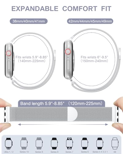 Image of Original Stainless Steel Milanese Loop Compatible with Apple Watch Band 38mm 40mm 41mm 42mm 44mm 45mm 46mm 49mm, Magnetic Clasp Band for iWatch Series 11 10 9 8 7 6 5 4, SE 3 2 1 Ultra3 2, Women & Men