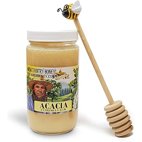 Goshen Amish Country Honey Extremely Raw ACACIA Honey - 100% Natural Domestic Honey with Health Benefits - Unfiltered Unprocessed Unheated - OU Kosher Certified | 454 G GlassJar Cover
