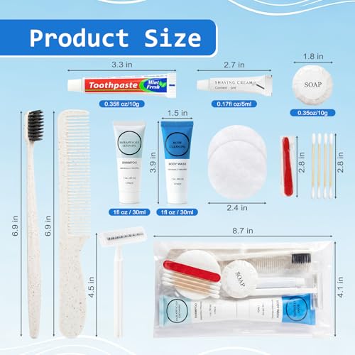 20 Kits Travel Toiletry Kit Bulk, 9-in-1 Disposable Personal Hygiene Kit, Basic Toiletry Kits for Men Women, Homeless Care Supplies Charity Kit for Guest, Hotel, Camping, Travel, Donation