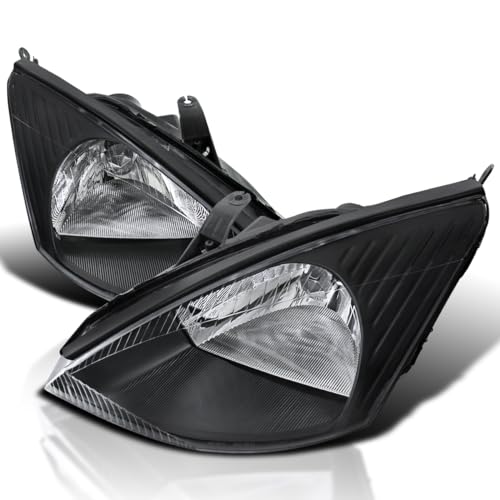 Spec-D Tuning Black Clear Headlights Compatible with 2000-2004 Ford Focus L+R Pair Head Light Lamp Assembly