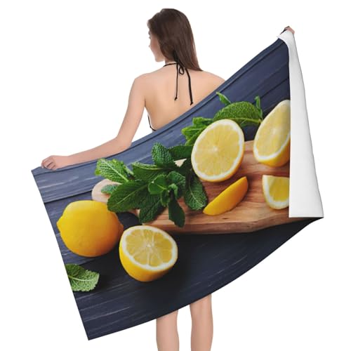 Serviette de plage citron microfibre séchage rapide et anti-sable pour camping et voyage - 2
