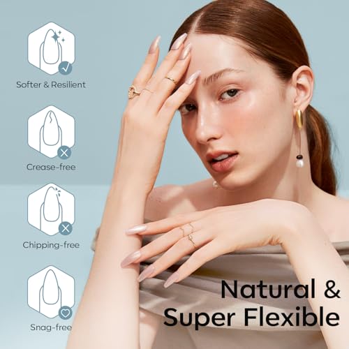 Image of modelones Short Almond Fake Nail Tips - 510Pcs Full Matte Gel Tips Pre-shaped Full Cover Clear Acrylic Gel Kit False Press on Nails for Extension DIY Salon 15Sizes