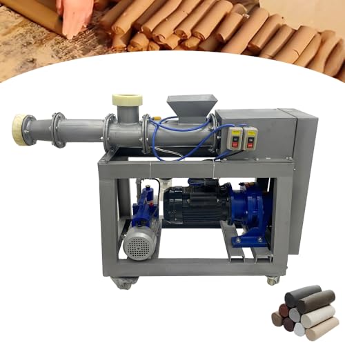 EQCOTWEA Ceramic Clay Extruder Mixer Machine 110V 1500W Vacuum Pug Mill 396LB/H Production Stainless Steel Double Shaft Electric Mud Extruder Tool Clay Making Machine for Pottery Ceramic Craft