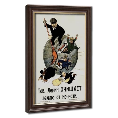 Poster Lénine nettoie la terre Viktor Deni impression toile cadre suspendu