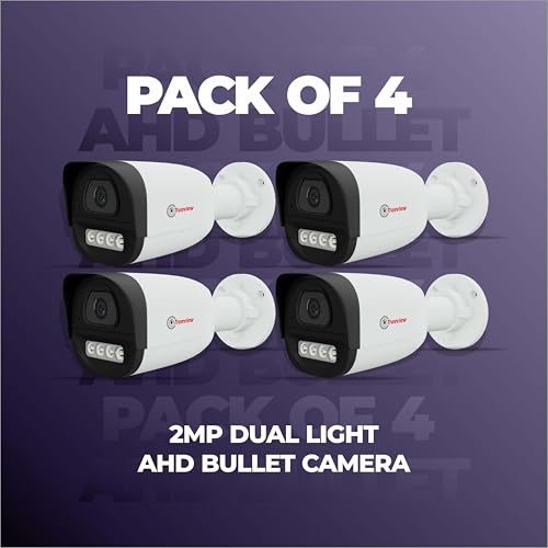 Image of Trueview 2MP Dual Light HD Bullet Wired CCTV Camera with Built-in Mic | Works with DVR (TVI /AHD /CVI /CVBS) | All Time Color Vision, 3.6mm Lens, 20M IR, 15M White LED | H.265 Compression (4 HD Bullet)